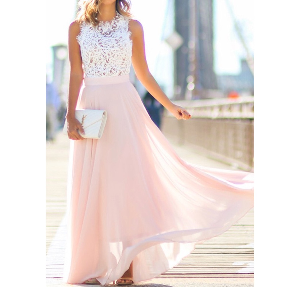 Pretty white & Pink maxi